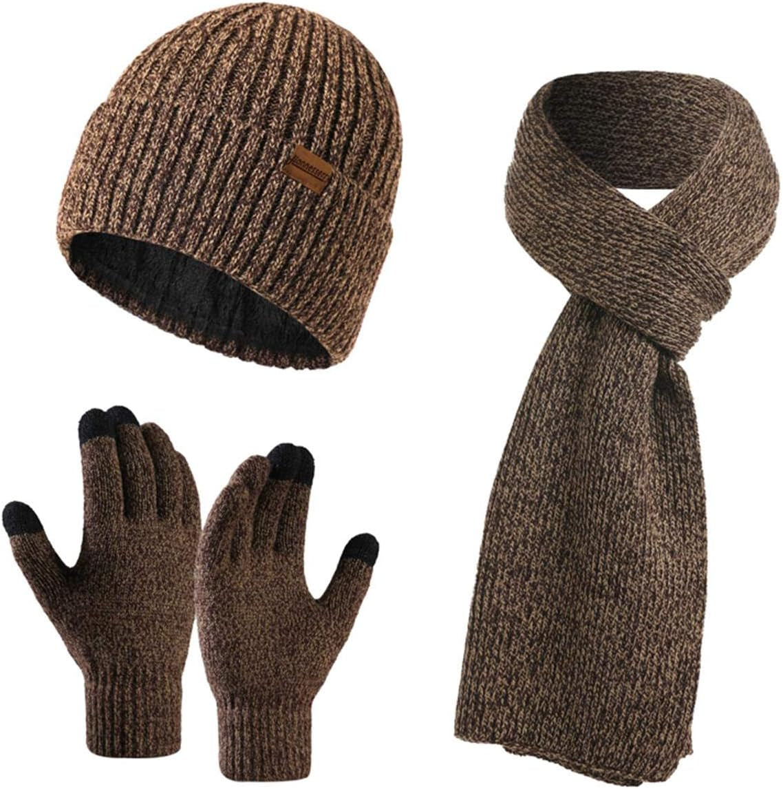 Winter Hats Scarf for Men with Touchscreen Gloves Men'S Scaves and Beanie Hat Themal Glove Set for Men Women