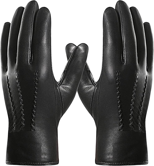 Leather Gloves for Men,Winter Sheepskin Driving Gloves Cashmere Lined